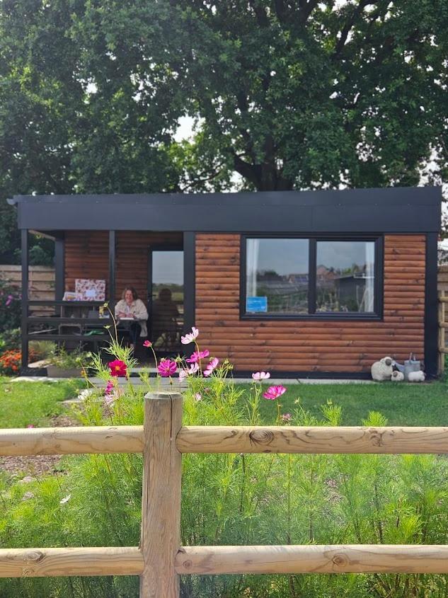 Houten Huisje Tussen Paarden Nieuwerkerken Exteriér fotografie